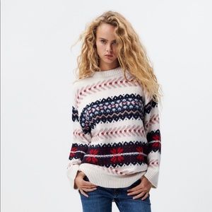 Zara oversized knit jacquard sweater